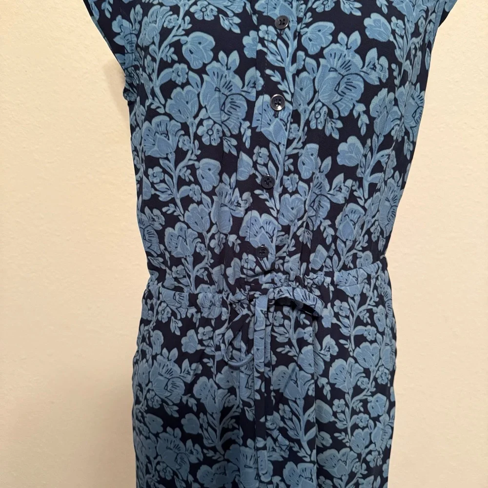 CAbi Java Dress indigo Floral cap sleeves blue and black small - Picture 3 of 12